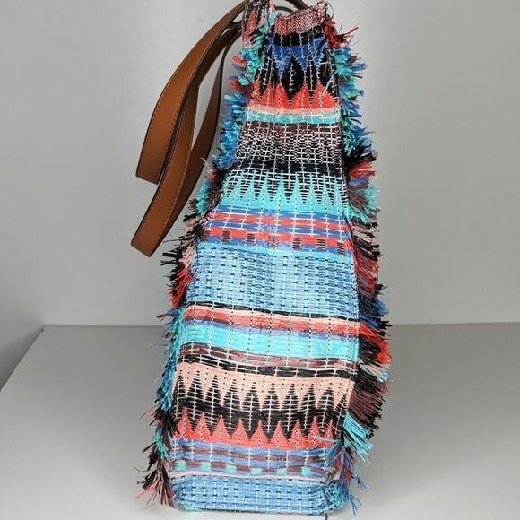 Stella & Dot Aloha Tote woven multi-color large shoulder bag - Picture 4 of 7